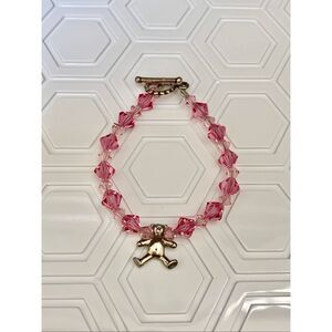 Child’s Bracelet Pink Crystals Teddy Bear Charm #pink bracelet #bear